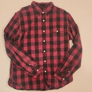 J. Crew Red and Black Checkered Men's Shirt